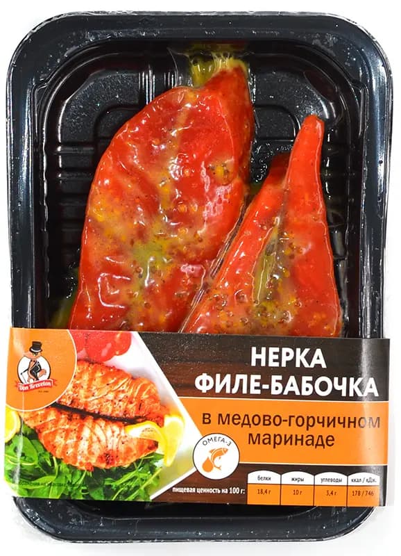 Нерка филе-бабочка в медово-горчичном маринаде с/м в/у Don Kreveton ~0,2кг*6шт Россия