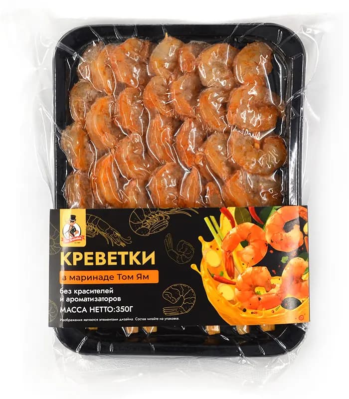 Креветки ван очищ в маринаде Том Ям с/м в/у Don Kreveton 0,35кг*10шт Россия