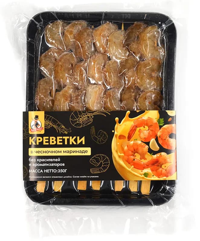 Креветки ван очищ в чесночном маринаде с/м в/у Don Kreveton 0,35кг*10шт Россия