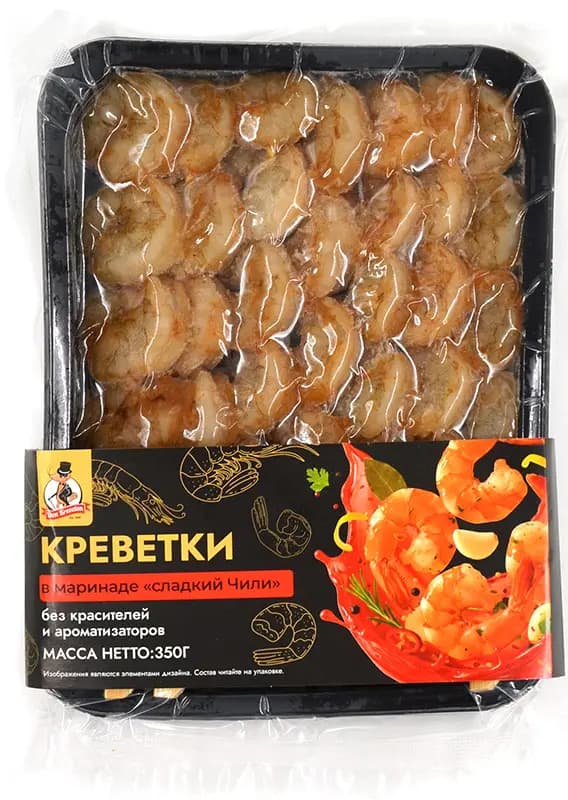 Креветки ван очищ в маринаде сладкий Чили с/м в/у Don Kreveton 0,35кг*10шт Россия