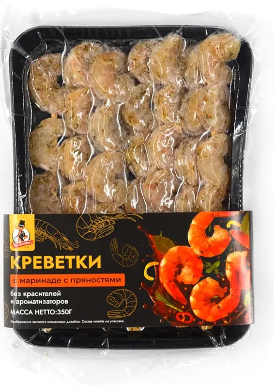 Креветки ван очищ в маринаде с пряностями с/м в/у Don Kreveton 0,35кг*10шт Россия