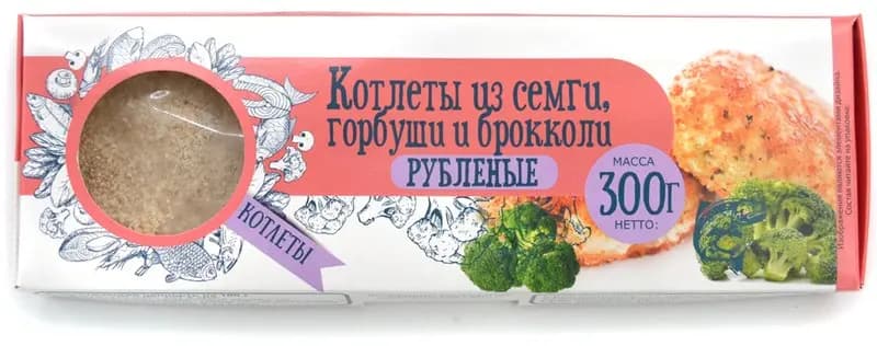 Котлеты рыбные из семги, горбуши и брокколи в панировке с/м Don Kreveton 0,3кг*16шт Россия