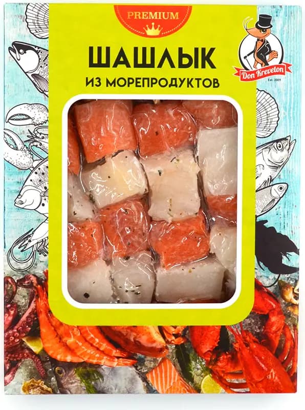 Шашлык из трески и форели с/м в/у Don Kreveton 0,3кг*8шт